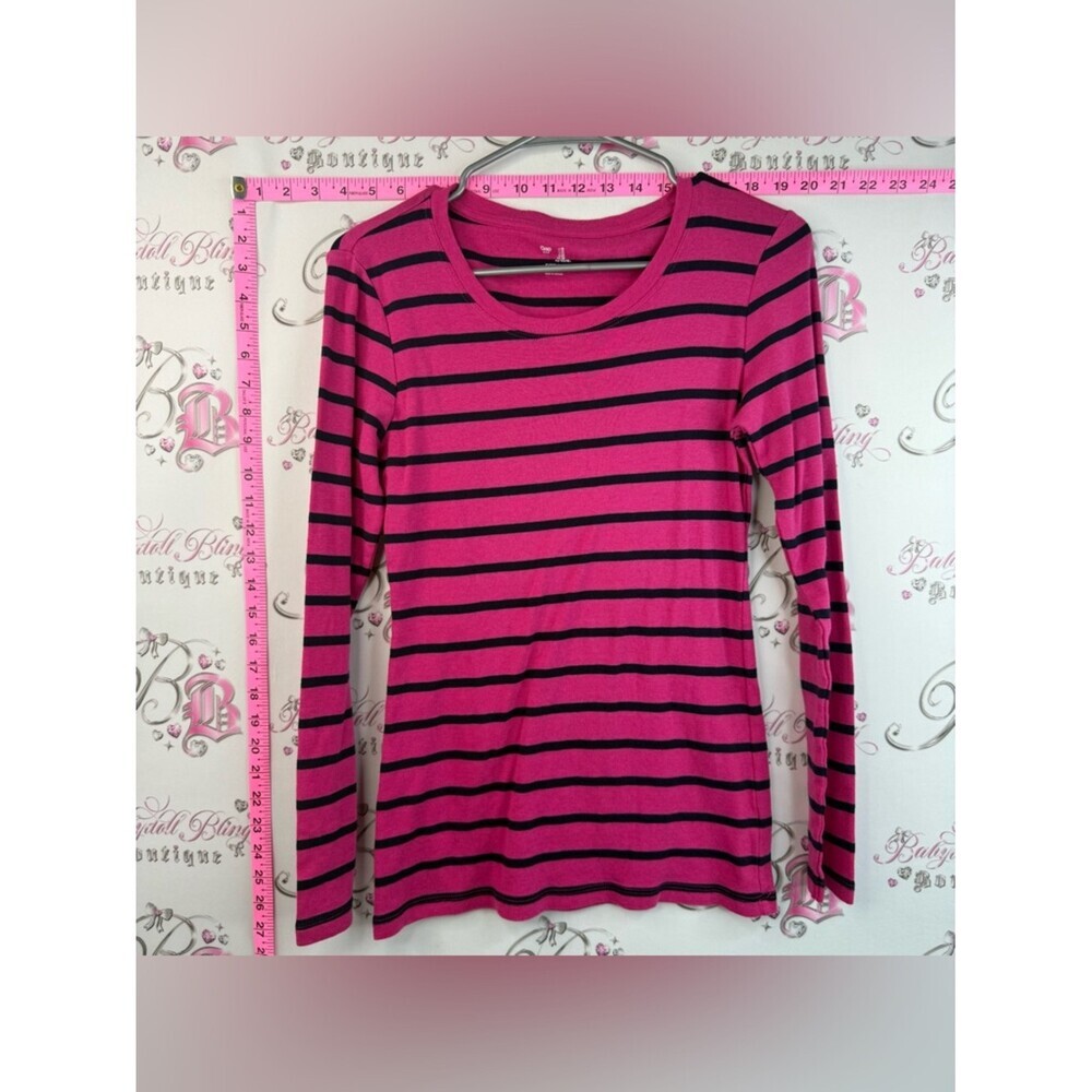 GAP long sleeve stretchy shirt Pink and Black Striped Long Sleeve Tee